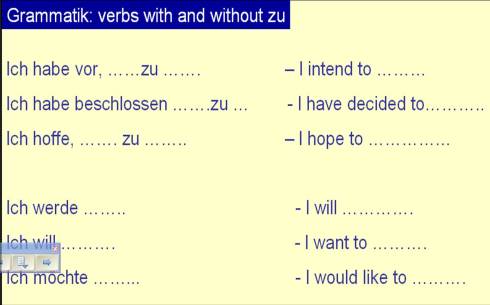 verbs with  and without zu